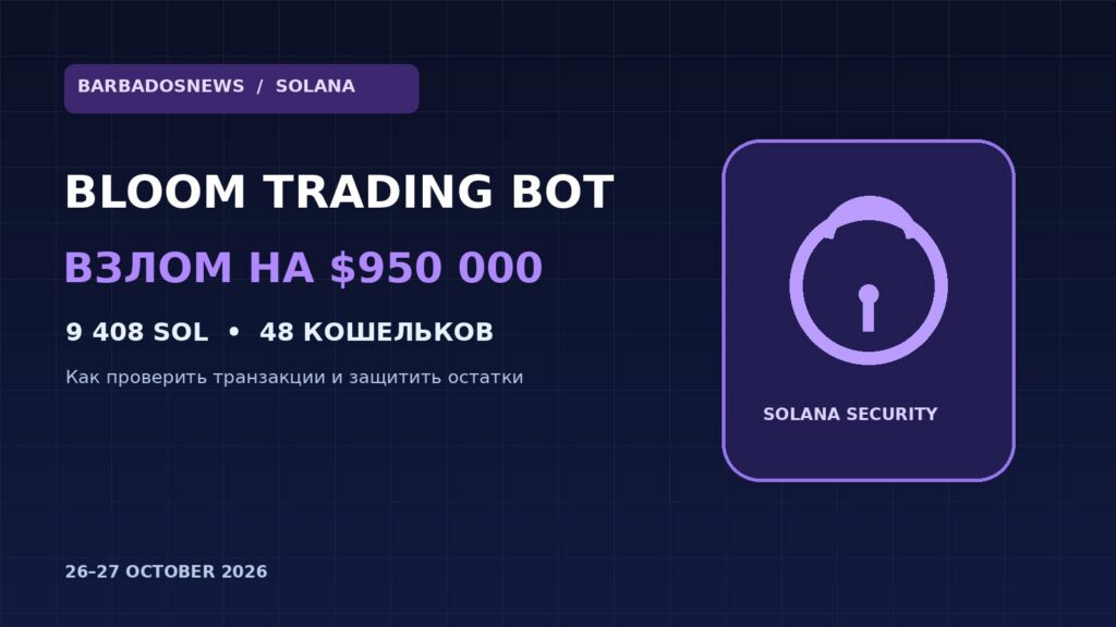 Взлом Bloom Trading Bot 26 октября 2026: 9408 SOL и безопасность кошельков Solana
