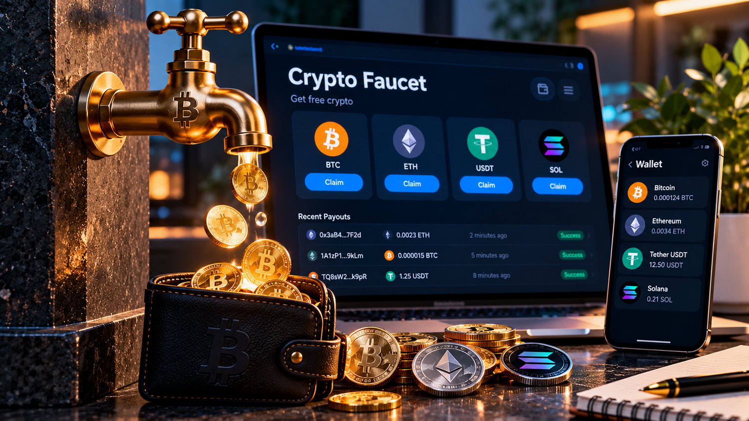 Виды криптокранов: Bitcoin, Ethereum, Solana и разные криптовалюты, учебная визуализация