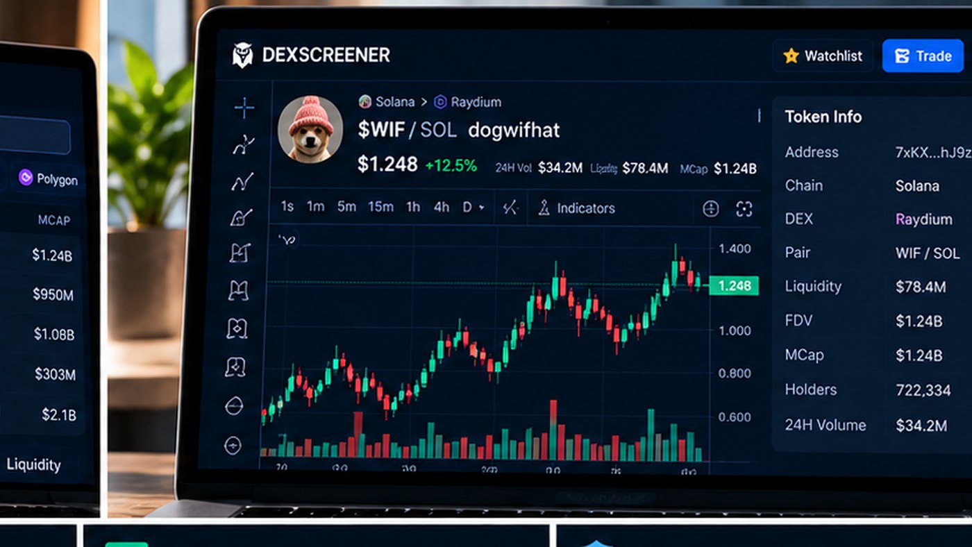 График DEX Screener: торговый объём, ликвидность, FDV и цена токена