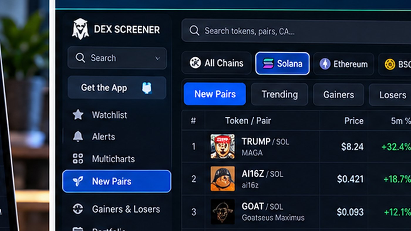 Как находить новые криптовалюты в DEX Screener через New Pairs и фильтры