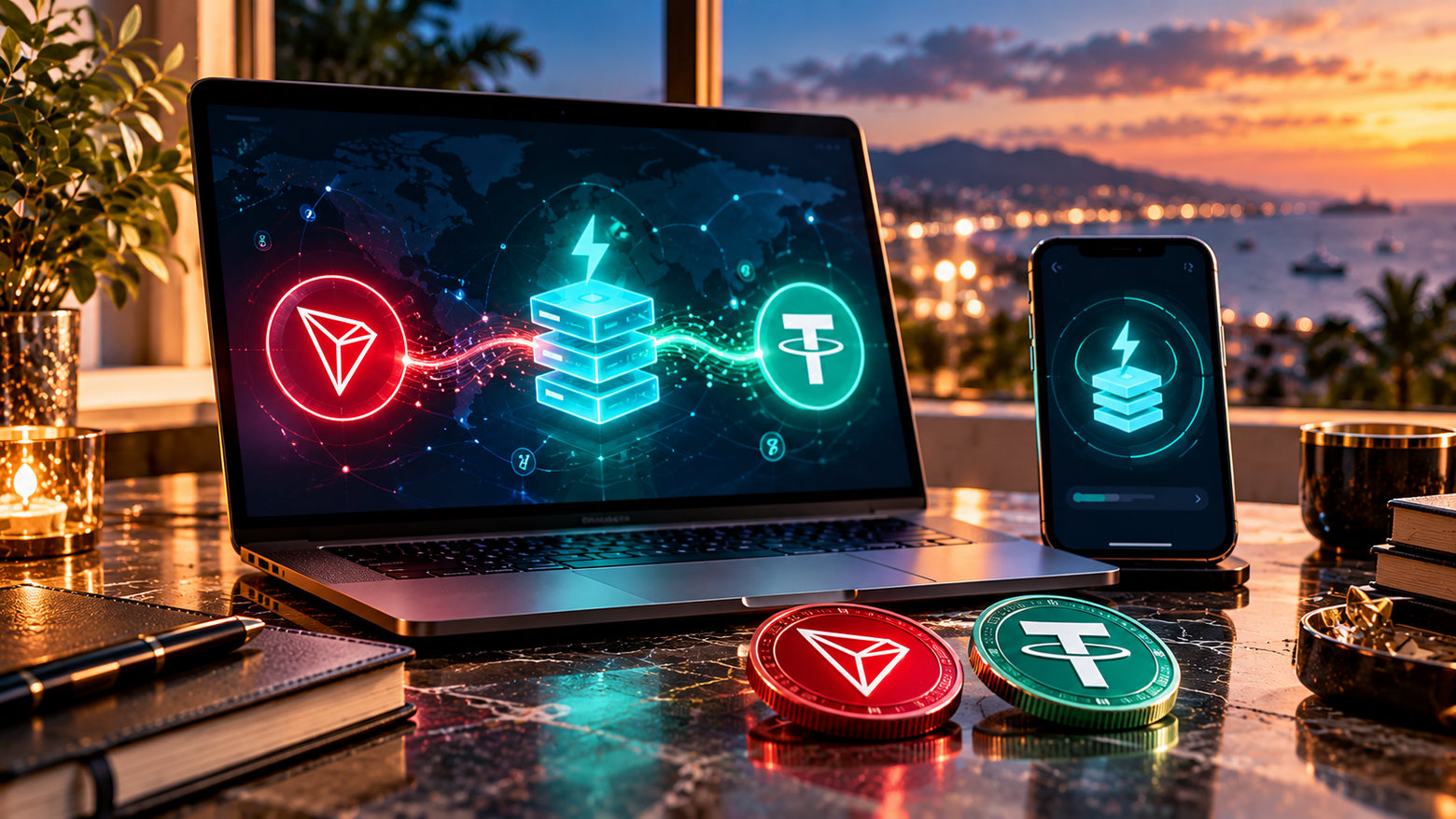 Энергия TRON между монетами TRX и USDT: иллюстрация снижения комиссии TRC-20