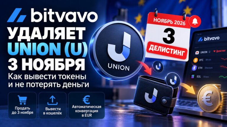 Bitvavo удаляет UNION (U) 3 ноября: как вывести токены и не потерять деньги