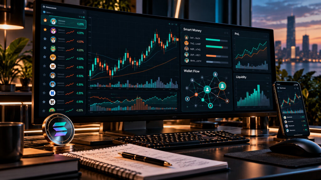 GMGN.ai — аналитика мемкоинов, график Solana и отслеживание Smart Money на криптовалютном терминале