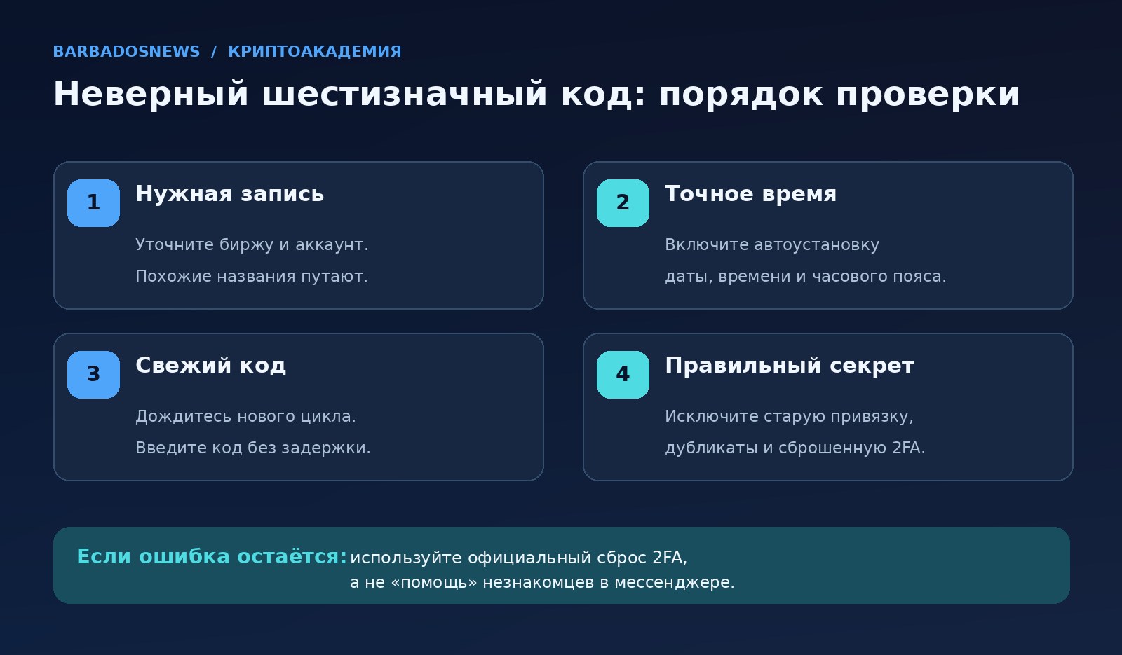 Что делать с неверным кодом Google Authenticator: проверить аккаунт, системное время, свежесть кода и TOTP-секрет