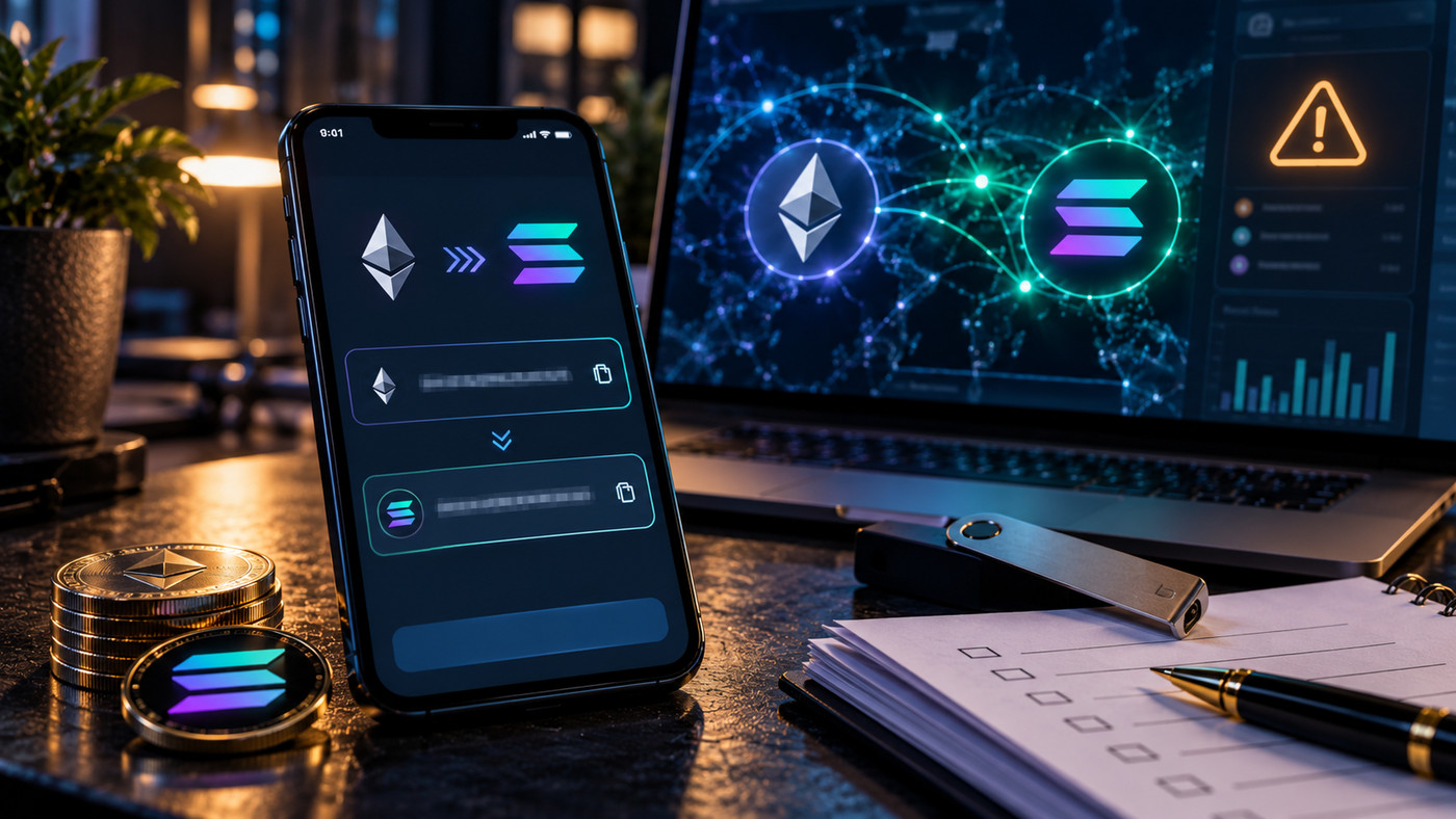 Проверка сети Ethereum и Solana на экране кошелька: предупреждение о рисках неправильного адреса при миграции RAI