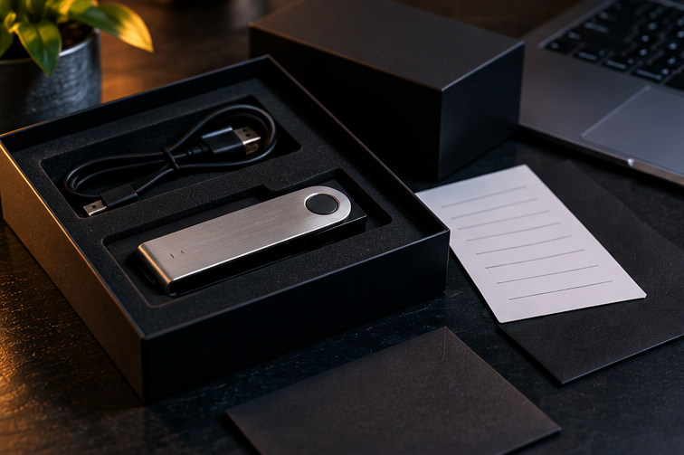 Аппаратный кошелёк Ledger Nano X в открытой упаковке перед первой проверкой