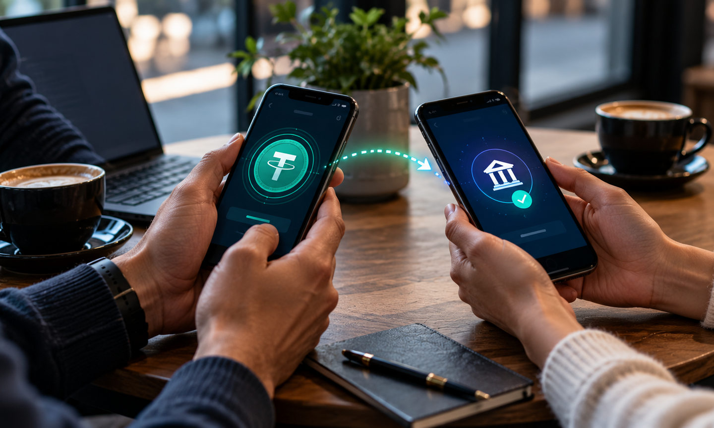 Сценарий P2P: перевод USDT между участниками и подтверждение банковского платежа