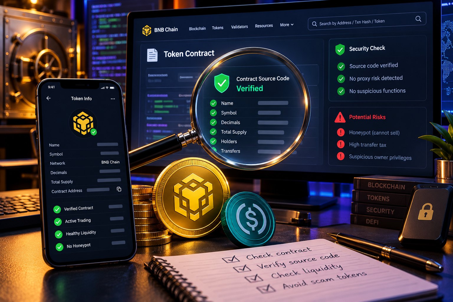 Проверка адреса токена, ликвидности и риска honeypot в BNB Chain