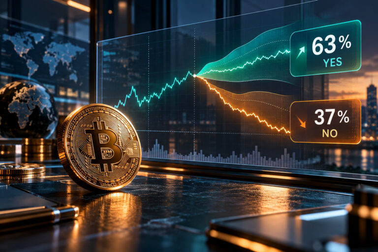 Bitcoin и графики рынков прогнозов: условные вероятности YES 63% и NO 37% на фоне криптовалютной аналитики