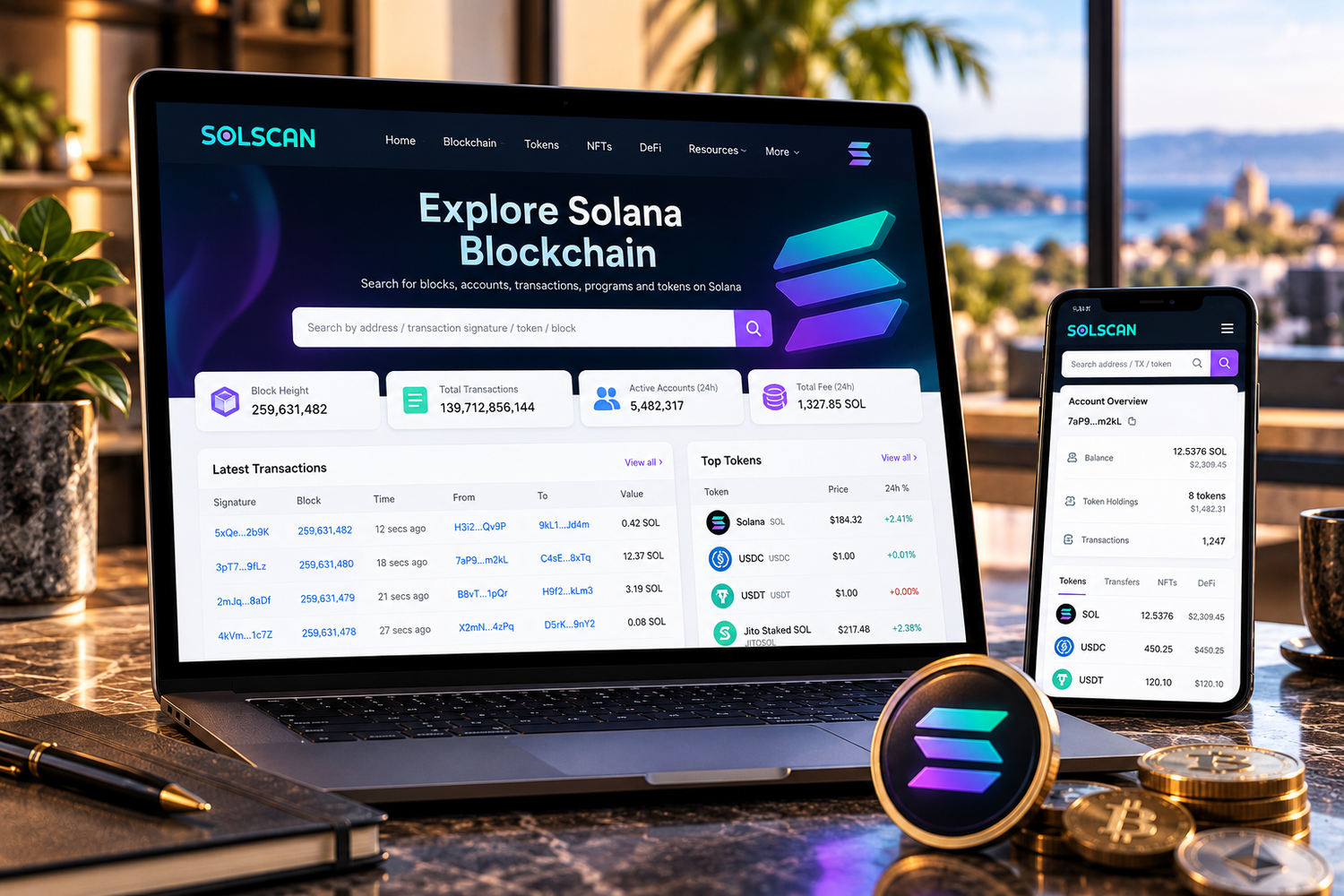 Распределение токенов Solana: аналитика держателей, доли крупных счетов и список активов