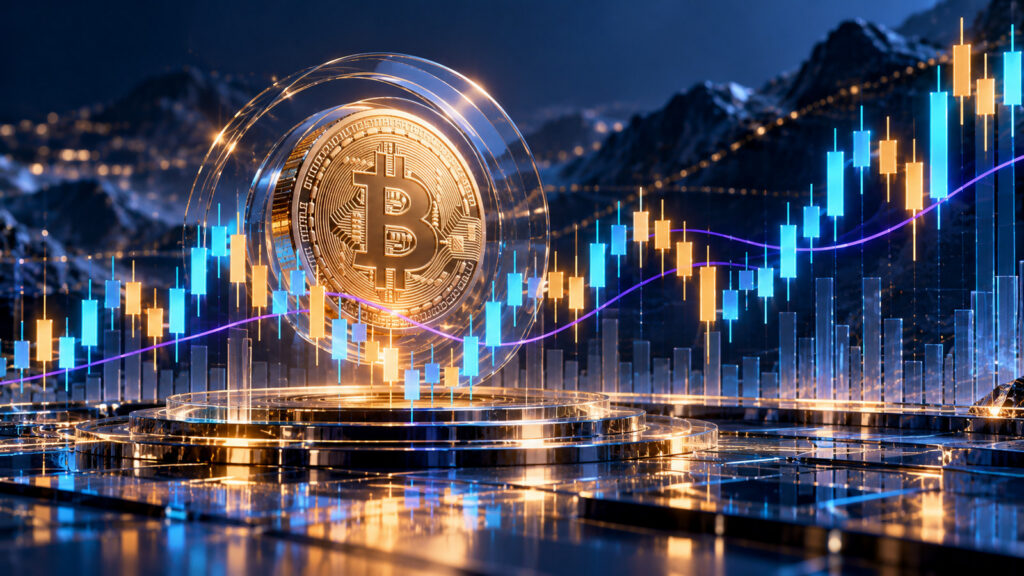 TradingView и технический анализ Bitcoin: криптовалютные графики и свечи в абстрактной визуализации