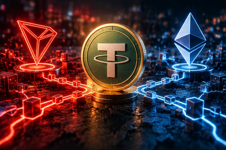 Монета USDT между красной сетью TRON и синей сетью Ethereum: сравнение путей перевода