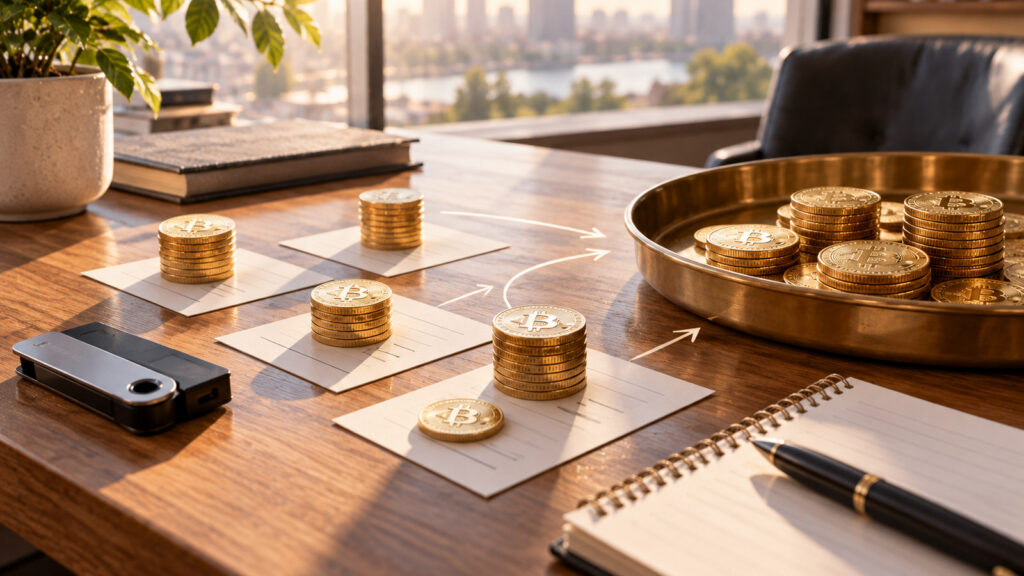 UTXO в Bitcoin: накопленные поступления BTC на рабочем столе, аппаратный кошелёк и объединение монет
